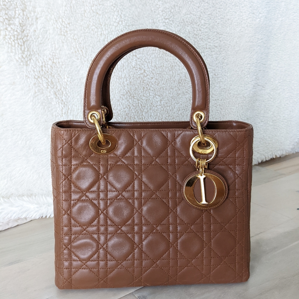 Medium Lady Dior Bag in Caramel/Tan
